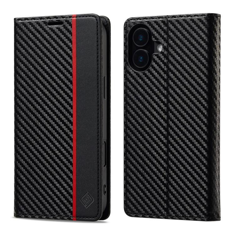 For iPhone 17 LC.IMEEKE Carbon Fiber Leather Phone Case(Vertical Black) - iPhone 17 Cases by LC.IMEEKE | Online Shopping UK | buy2fix