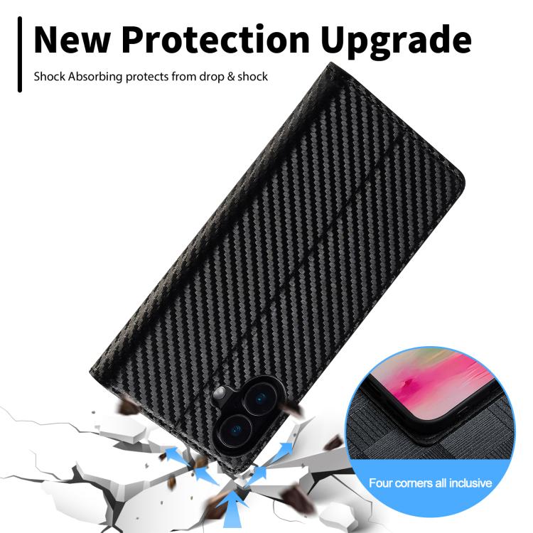 For iPhone 17 LC.IMEEKE Carbon Fiber Leather Phone Case(Vertical Black) - iPhone 17 Cases by LC.IMEEKE | Online Shopping UK | buy2fix