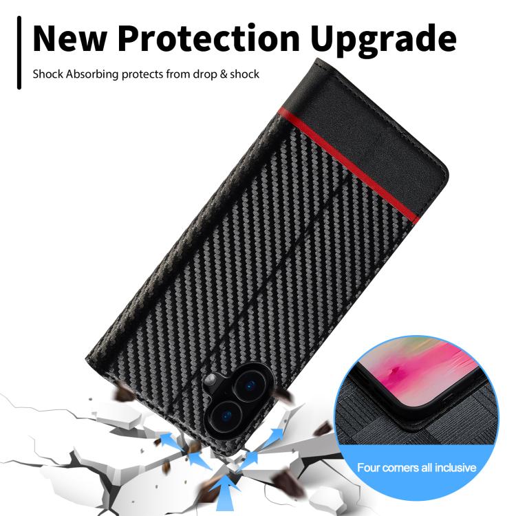 For iPhone 17 LC.IMEEKE Carbon Fiber Leather Phone Case(Horizontal Black) - iPhone 17 Cases by LC.IMEEKE | Online Shopping UK | buy2fix