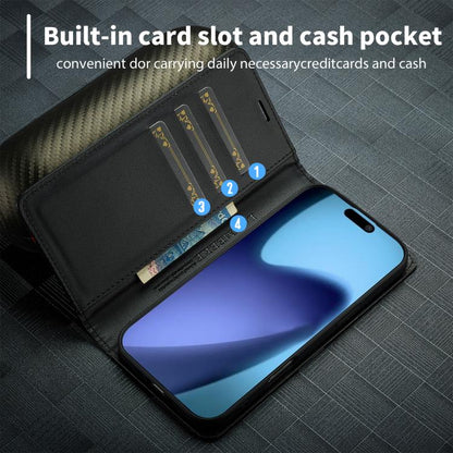 For iPhone 17 Air LC.IMEEKE Carbon Fiber Leather Phone Case(Vertical Black) - iPhone 17 Air Cases by LC.IMEEKE | Online Shopping UK | buy2fix