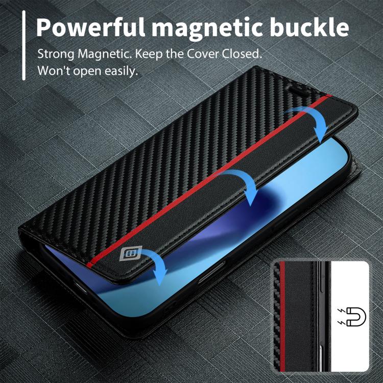 For iPhone 17 Air LC.IMEEKE Carbon Fiber Leather Phone Case(Vertical Black) - iPhone 17 Air Cases by LC.IMEEKE | Online Shopping UK | buy2fix