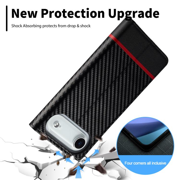 For iPhone 17 Air LC.IMEEKE Carbon Fiber Leather Phone Case(Horizontal Black) - iPhone 17 Air Cases by LC.IMEEKE | Online Shopping UK | buy2fix