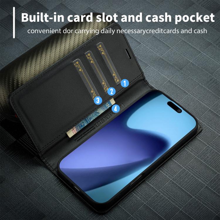 For iPhone 17 Air LC.IMEEKE Carbon Fiber Leather Phone Case(Horizontal Black) - iPhone 17 Air Cases by LC.IMEEKE | Online Shopping UK | buy2fix