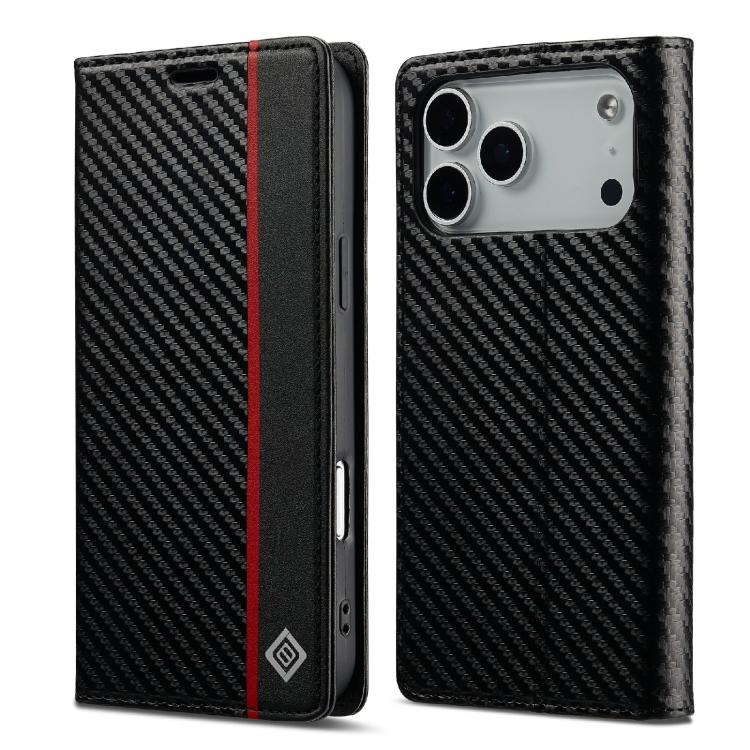 For iPhone 17 Pro LC.IMEEKE Carbon Fiber Leather Phone Case(Vertical Black) - iPhone 17 Pro Cases by LC.IMEEKE | Online Shopping UK | buy2fix
