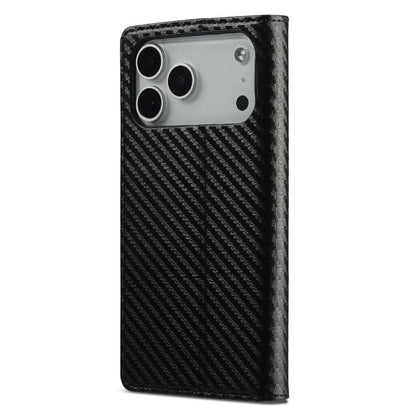 For iPhone 17 Pro LC.IMEEKE Carbon Fiber Leather Phone Case(Vertical Black) - iPhone 17 Pro Cases by LC.IMEEKE | Online Shopping UK | buy2fix