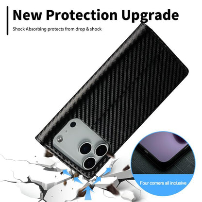 For iPhone 17 Pro LC.IMEEKE Carbon Fiber Leather Phone Case(Vertical Black) - iPhone 17 Pro Cases by LC.IMEEKE | Online Shopping UK | buy2fix