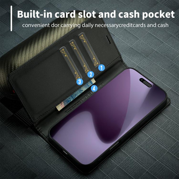 For iPhone 17 Pro LC.IMEEKE Carbon Fiber Leather Phone Case(Horizontal Black) - iPhone 17 Pro Cases by LC.IMEEKE | Online Shopping UK | buy2fix