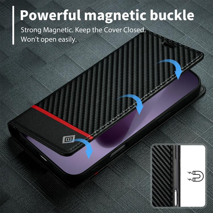 For iPhone 17 Pro LC.IMEEKE Carbon Fiber Leather Phone Case(Horizontal Black) - iPhone 17 Pro Cases by LC.IMEEKE | Online Shopping UK | buy2fix