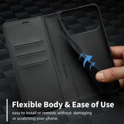 For iPhone 17 Pro LC.IMEEKE Carbon Fiber Leather Phone Case(Horizontal Black) - iPhone 17 Pro Cases by LC.IMEEKE | Online Shopping UK | buy2fix