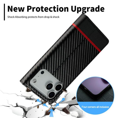 For iPhone 17 Pro Max LC.IMEEKE Carbon Fiber Leather Phone Case(Horizontal Black) - iPhone 17 Pro Max Cases by LC.IMEEKE | Online Shopping UK | buy2fix