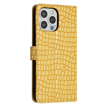 For iPhone 16 Pro Crocodile Texture Horizontal Flip Leather Phone Case(Yellow) - iPhone 16 Pro Cases by buy2fix | Online Shopping UK | buy2fix