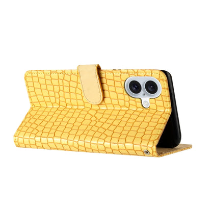 For iPhone 16 Crocodile Texture Horizontal Flip Leather Phone Case(Yellow) - iPhone 16 Cases by buy2fix | Online Shopping UK | buy2fix