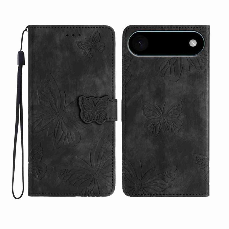For iPhone Air Skin-feel Embossed Butterfly Leather Phone Case(Black) - iPhone Air Cases by buy2fix | Online Shopping UK | buy2fix