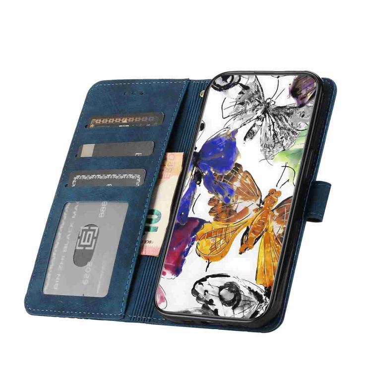 For iPhone Air Skin-feel Embossed Butterfly Leather Phone Case(Blue) - iPhone Air Cases by buy2fix | Online Shopping UK | buy2fix
