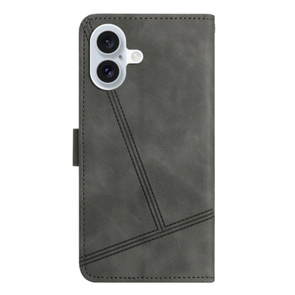 For iPhone 16 Skin-feel Stitching Leather Phone Case(Grey) - iPhone 16 Cases by buy2fix | Online Shopping UK | buy2fix