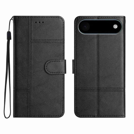 For iPhone Air Cowhide Texture Stitching Leather Phone Case(Black) - iPhone Air Cases by buy2fix | Online Shopping UK | buy2fix