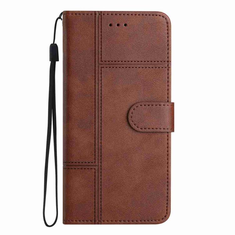 For iPhone Air Cowhide Texture Stitching Leather Phone Case(Coffee) - iPhone Air Cases by buy2fix | Online Shopping UK | buy2fix