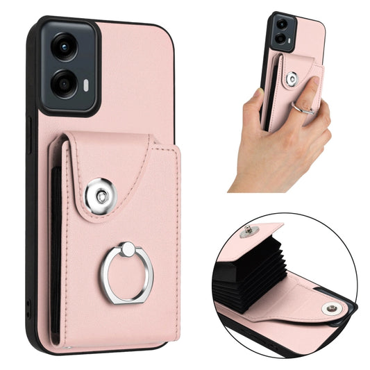 For Motorola Moto G 5G 2024 Organ Card Bag Ring Holder Phone Case(Pink) by buy2fix