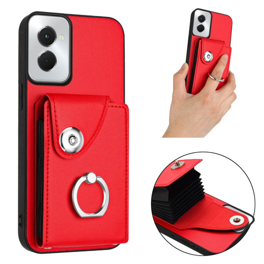 For Motorola Moto G Power 2024 5G Organ Card Bag Ring Holder Phone Case(Red) by buy2fix