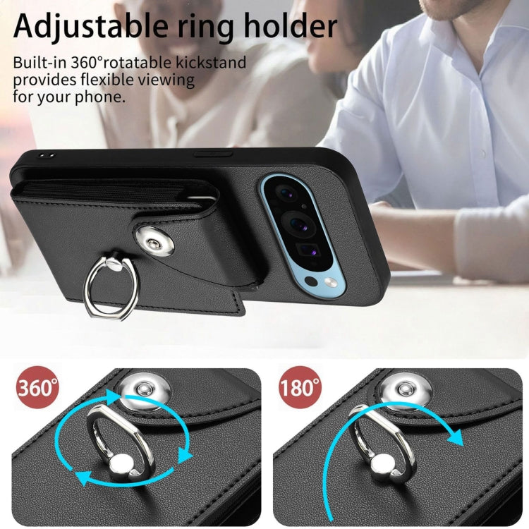 For Google Pixel 9 Pro XL Organ Card Bag Ring Holder Phone Case(Black) by buy2fix