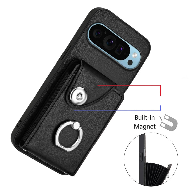 For Google Pixel 9 Pro XL Organ Card Bag Ring Holder Phone Case(Black) by buy2fix