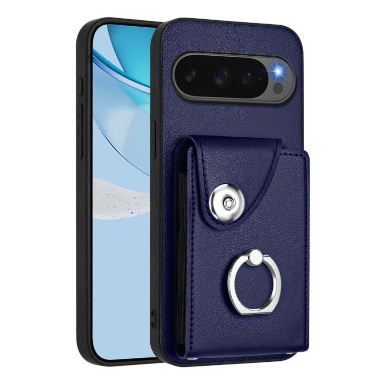 For Google Pixel 10 / 10 Pro Organ Card Bag Ring Holder Phone Case(Blue) - Google Cases by buy2fix | Online Shopping UK | buy2fix