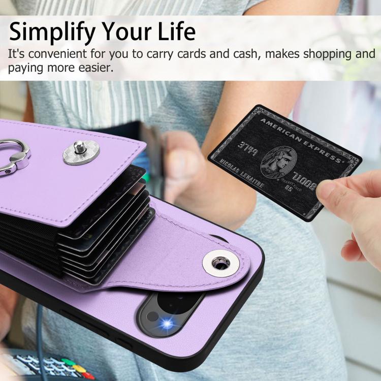 For Google Pixel 10 / 10 Pro Organ Card Bag Ring Holder Phone Case(Purple) - Google Cases by buy2fix | Online Shopping UK | buy2fix