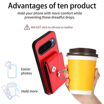 For Google Pixel 10 / 10 Pro Organ Card Bag Ring Holder Phone Case(Red) - Google Cases by buy2fix | Online Shopping UK | buy2fix