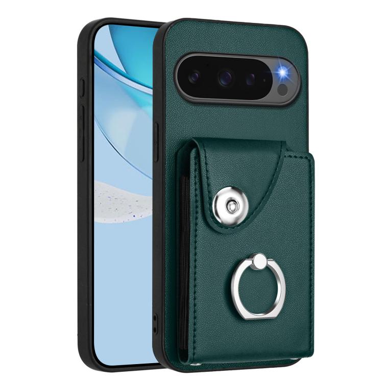 For Google Pixel 10 / 10 Pro Organ Card Bag Ring Holder Phone Case(Green) - Google Cases by buy2fix | Online Shopping UK | buy2fix
