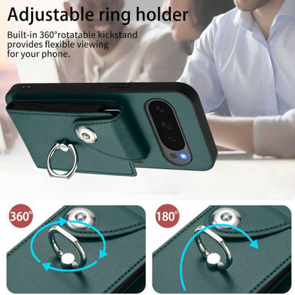 For Google Pixel 10 / 10 Pro Organ Card Bag Ring Holder Phone Case(Green) - Google Cases by buy2fix | Online Shopping UK | buy2fix