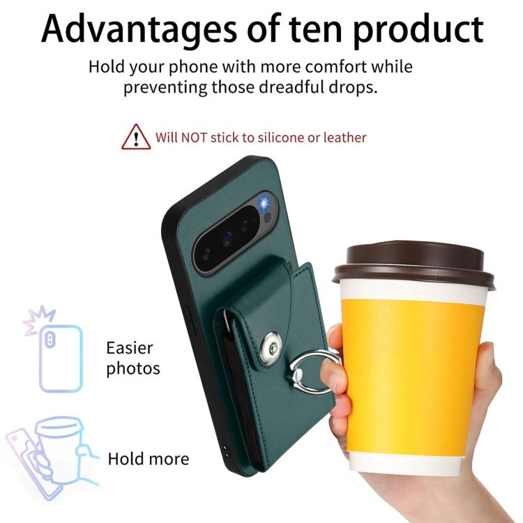 For Google Pixel 10 Pro XL Organ Card Bag Ring Holder Phone Case(Green) - Google Cases by buy2fix | Online Shopping UK | buy2fix