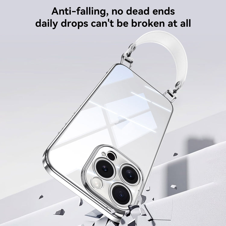 For iPhone 13 SULADA  Electroplated Clear TPU Soft Frame Phone Case with Wrist Strap(Black) - iPhone 13 Cases by SULADA | Online Shopping UK | buy2fix