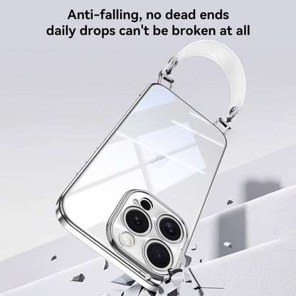 For iPhone 13 Pro Max SULADA  Electroplated Clear TPU Soft Frame Phone Case with Wrist Strap(Purple) - iPhone 13 Pro Max Cases by SULADA | Online Shopping UK | buy2fix