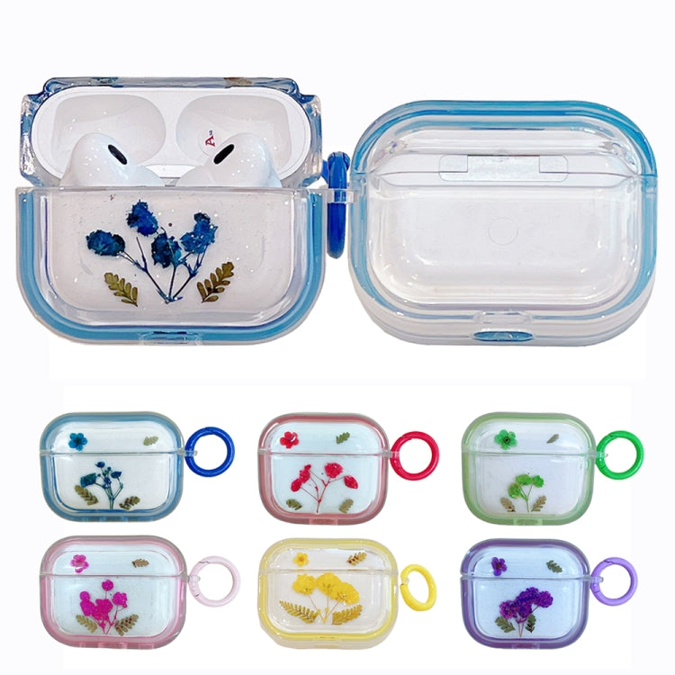 For AirPods Pro 2 Glitter Starry Epoxy Dried Flowers Earbuds Box TPU Case(Green) - For AirPods Pro 2 by buy2fix | Online Shopping UK | buy2fix