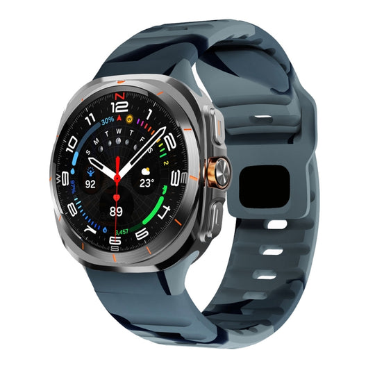 For Galaxy Watch Ultra2 2026 / 2025 / 1 2024 Wave Texture Reverse Buckle Silicone Watch Band(Black Gray Camouflage)