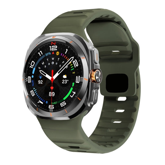 For Galaxy Watch Ultra2 2026 / 2025 / 1 2024 Wave Texture Reverse Buckle Silicone Watch Band(Army Green)