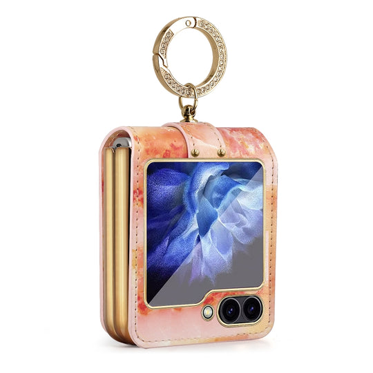 For Samsung Galaxy Z Flip6 / Flip7 FE Colorful Clouds Series Ring Hand-held PU Phone Case(Pink)