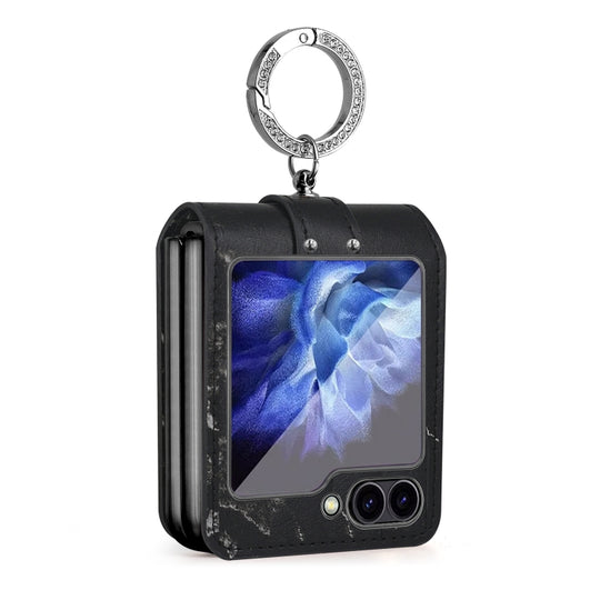 For Samsung Galaxy Z Flip6 / Flip7 FE Colorful Clouds Series Ring Hand-held PU Phone Case(Black)