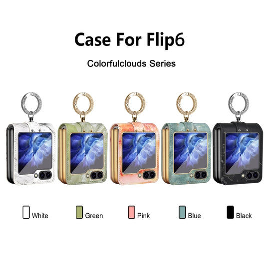 For Samsung Galaxy Z Flip6 / Flip7 FE Colorful Clouds Series Ring Hand-held PU Phone Case(Black) - Galaxy Z Flip6 5G Cases by buy2fix | Online Shopping UK | buy2fix