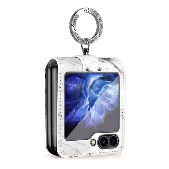 For Samsung Galaxy Z Flip6 / Flip7 FE Colorful Clouds Series Ring Hand-held PU Phone Case(White)