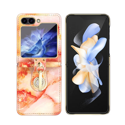 For Samsung Galaxy Z Flip6 / Flip7 FE Colorful Clouds Series Ring Hand-held PU Phone Case(White) - Galaxy Z Flip6 5G Cases by buy2fix | Online Shopping UK | buy2fix