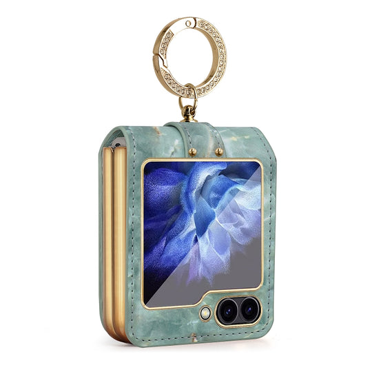 For Samsung Galaxy Z Flip6 / Flip7 FE Colorful Clouds Series Ring Hand-held PU Phone Case(Blue)