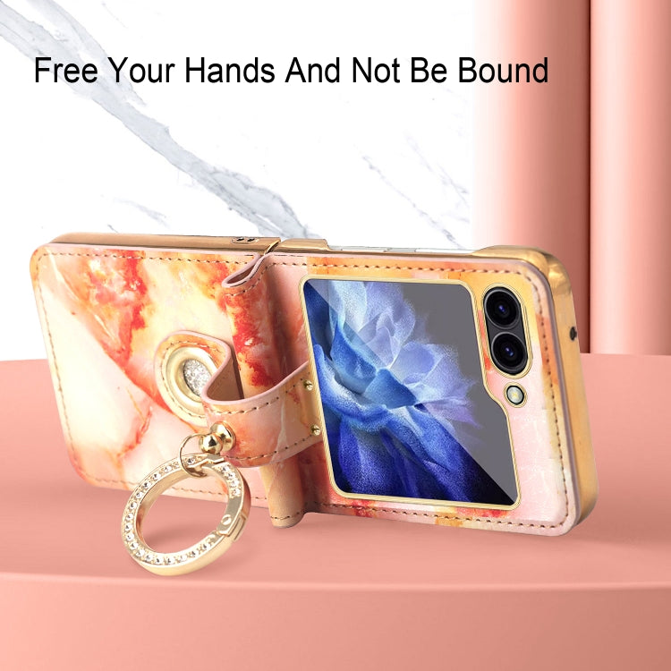 For Samsung Galaxy Z Flip6 Colorful Clouds Series Ring Hand-held PU Phone Case(Green) - Galaxy Z Flip6 5G Cases by buy2fix | Online Shopping UK | buy2fix