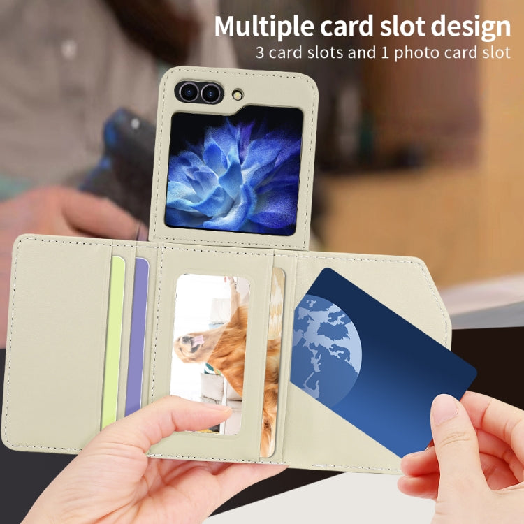 For Samsung Galaxy Z Flip6 / Flip7 FE VIETAO Rhombic Texture Wallet PU Phone Case with Long Lanyard(Beige) - Galaxy Z Flip6 5G Cases by VIETAO | Online Shopping UK | buy2fix