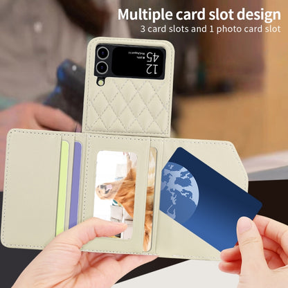 For Samsung Galaxy Z Flip3 5G VIETAO Rhombic Texture Wallet PU Phone Case with Long Lanyard(Beige) - Galaxy Phone Cases by VIETAO | Online Shopping UK | buy2fix