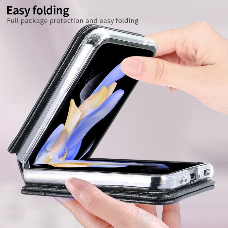 For Samsung Galaxy Z Flip6 / Flip7 FE VIETAO Rhombic Texture PU Card Slot Phone Case with Lanyard(Black) - Galaxy Z Flip6 5G Cases by VIETAO | Online Shopping UK | buy2fix