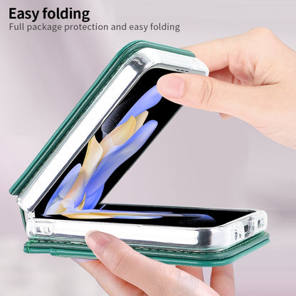 For Samsung Galaxy Z Flip6 / Flip7 FE VIETAO Rhombic Texture PU Card Slot Phone Case with Lanyard(Green) - Galaxy Z Flip6 5G Cases by VIETAO | Online Shopping UK | buy2fix