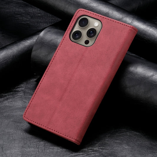 For iPhone 16 Pro Max Business Solid Color Magnetic RFID Leather Phone Case(Red) by buy2fix