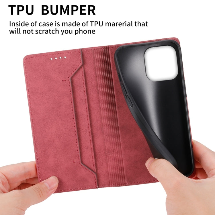 For iPhone 16 Pro Max Business Solid Color Magnetic RFID Leather Phone Case(Red) - iPhone 16 Pro Max Cases by buy2fix | Online Shopping UK | buy2fix