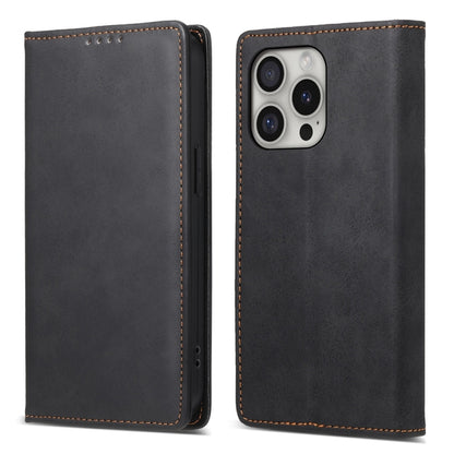 For iPhone 16 Pro Business Solid Color Magnetic RFID Leather Phone Case(Black) - iPhone 16 Pro Cases by buy2fix | Online Shopping UK | buy2fix